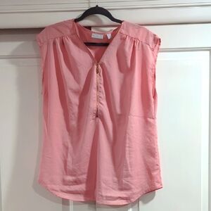 Pink Sleeveless Top with Zipper Detail